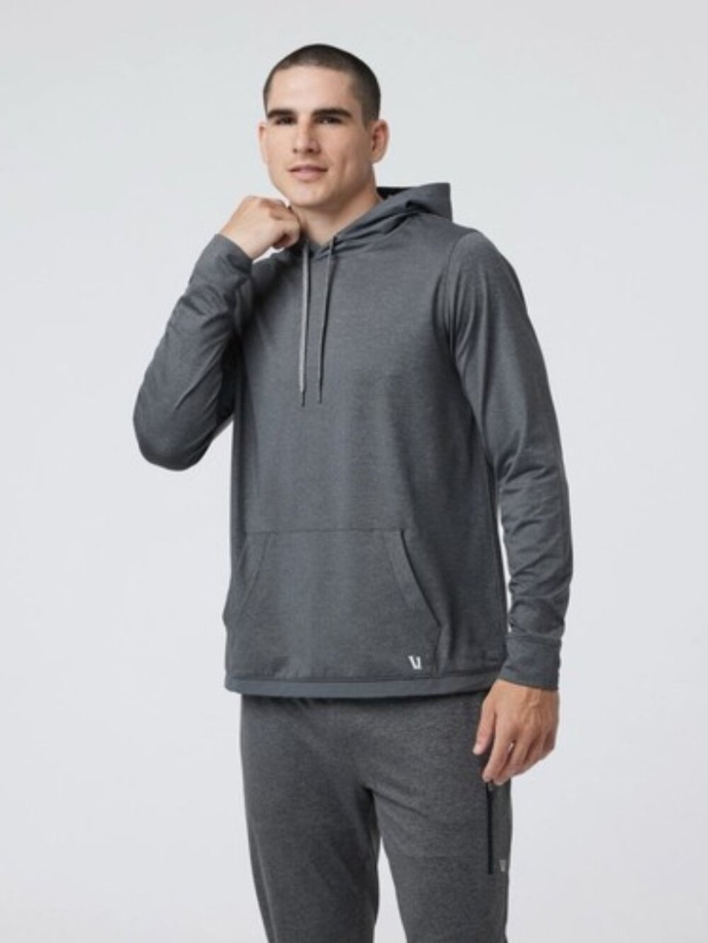 Vuori Sunday Element Jacket ~ Hooded Pullover ~ Gray & Black ~ L